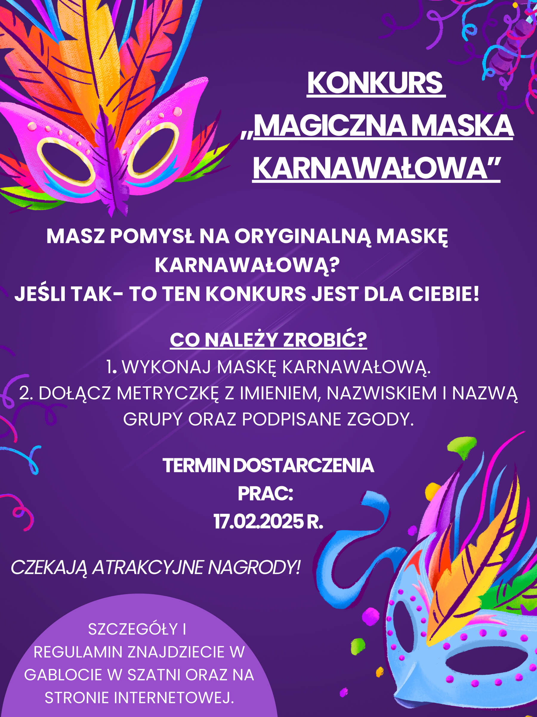 KONKURS ''MAGICZNA MASKA KARNAWAŁOWA''