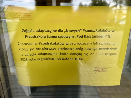 ZAJĘCIA ADAPTACYJNE DLA ''NOWYCH'' PRZEDSZKOLAKÓW
