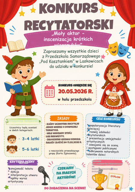 KONKURS RECYTATORSKI ''MAŁY AKTOR - INSCENIZACJA KRÓTKICH WIERSZYKÓW''